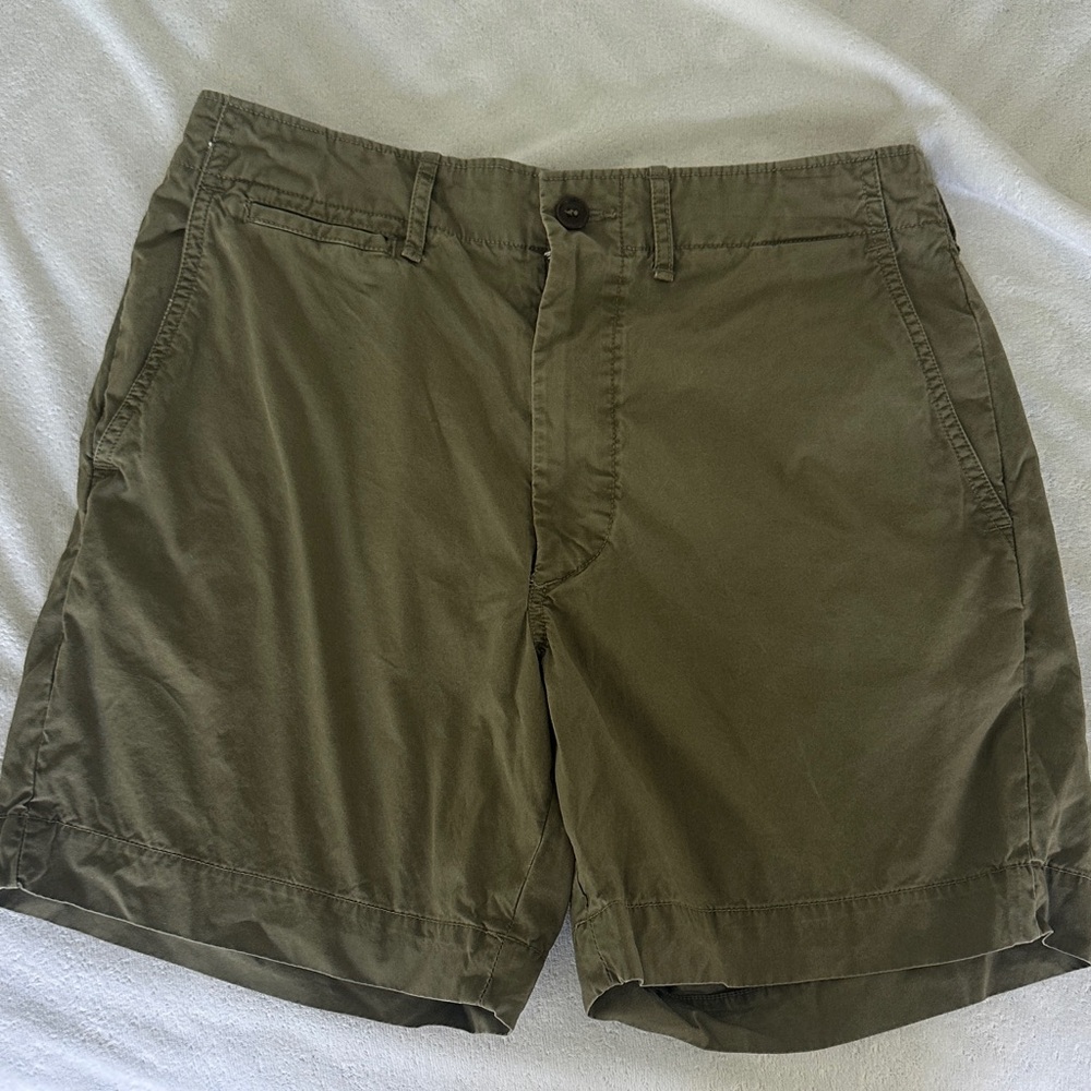 Buck Mason Khaki Green Flat Front Shorts